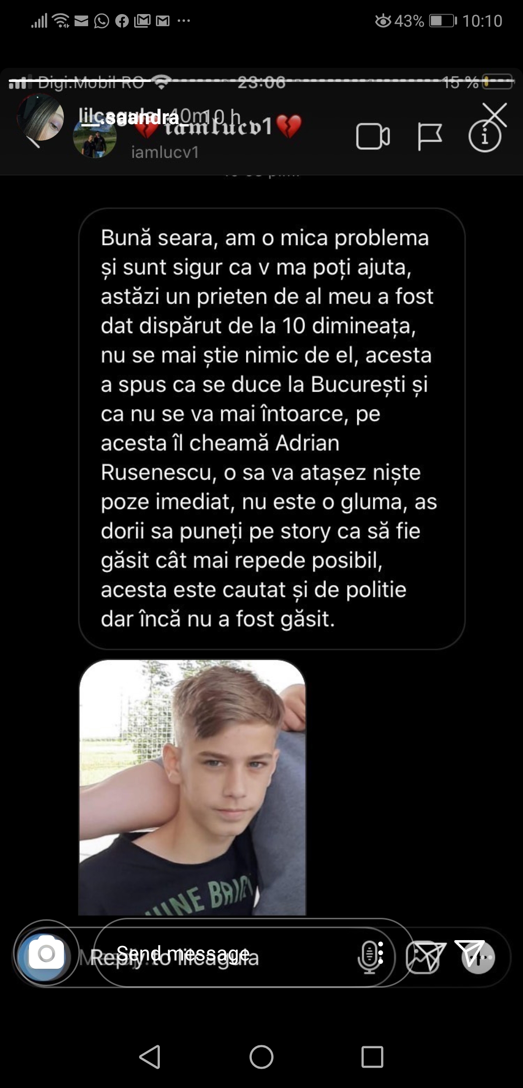Baiat disparut in Campina